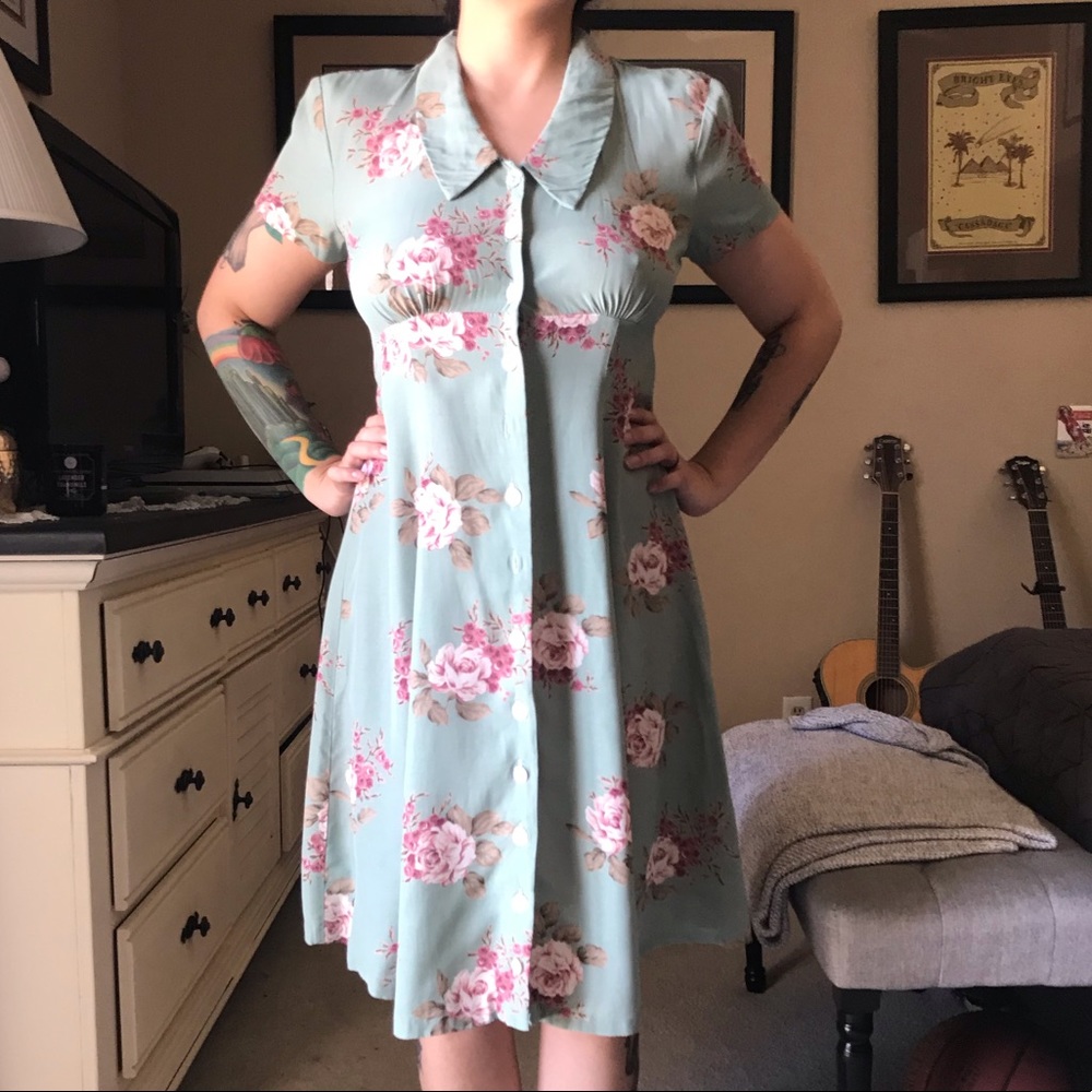 Vintage Floral Button Up Dress